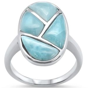 natural larimar 925 sterling silver ring